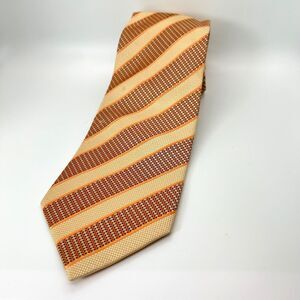 Vintage Dona/Dona Tan Orange Brown Diagonal Stripe 100% Silk Long Tie